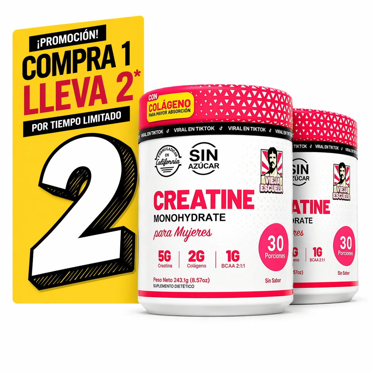 OFERTA 2X1 | Creatina + Colágeno + BCAA - Más Fuerza y Definición Femenina